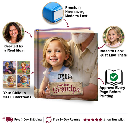 How I Learn From Grandpa personalized storybook