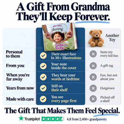 How Much I Love Daddy vs. a teddy bear — a gift from Grandma they'll keep forever