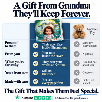 My Heart Feels vs. a teddy bear — a gift from Grandma they'll keep forever