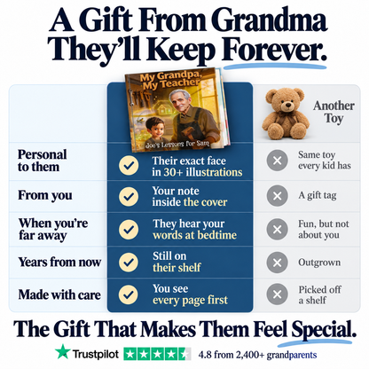 My Grandpa, My Teacher vs. a teddy bear — a gift from Grandma they'll keep forever