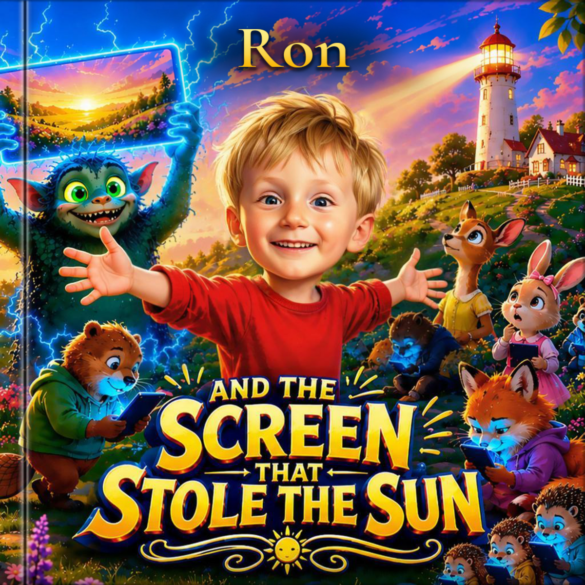 Sunny Valley libro 1 — The Screen that Stole the Sun, personalizzato con il nome e il viso di tuo figlio